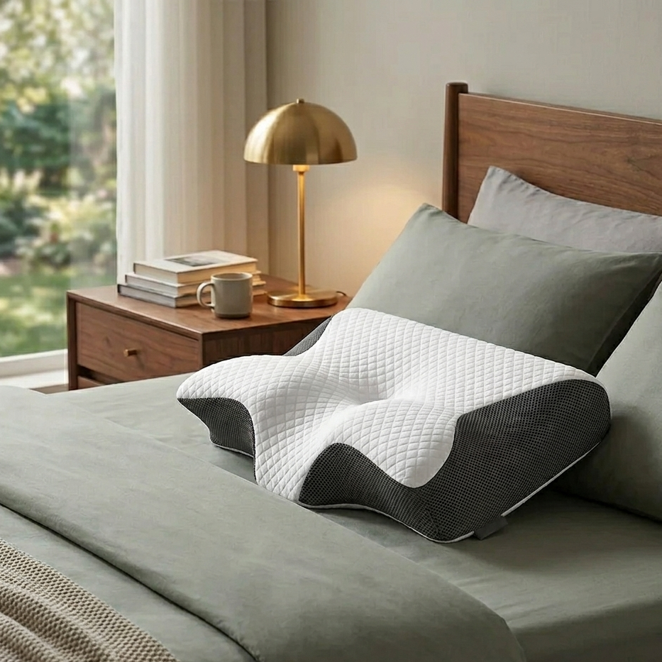 SnuggleNest Cervical Memory Foam Neck Pillow